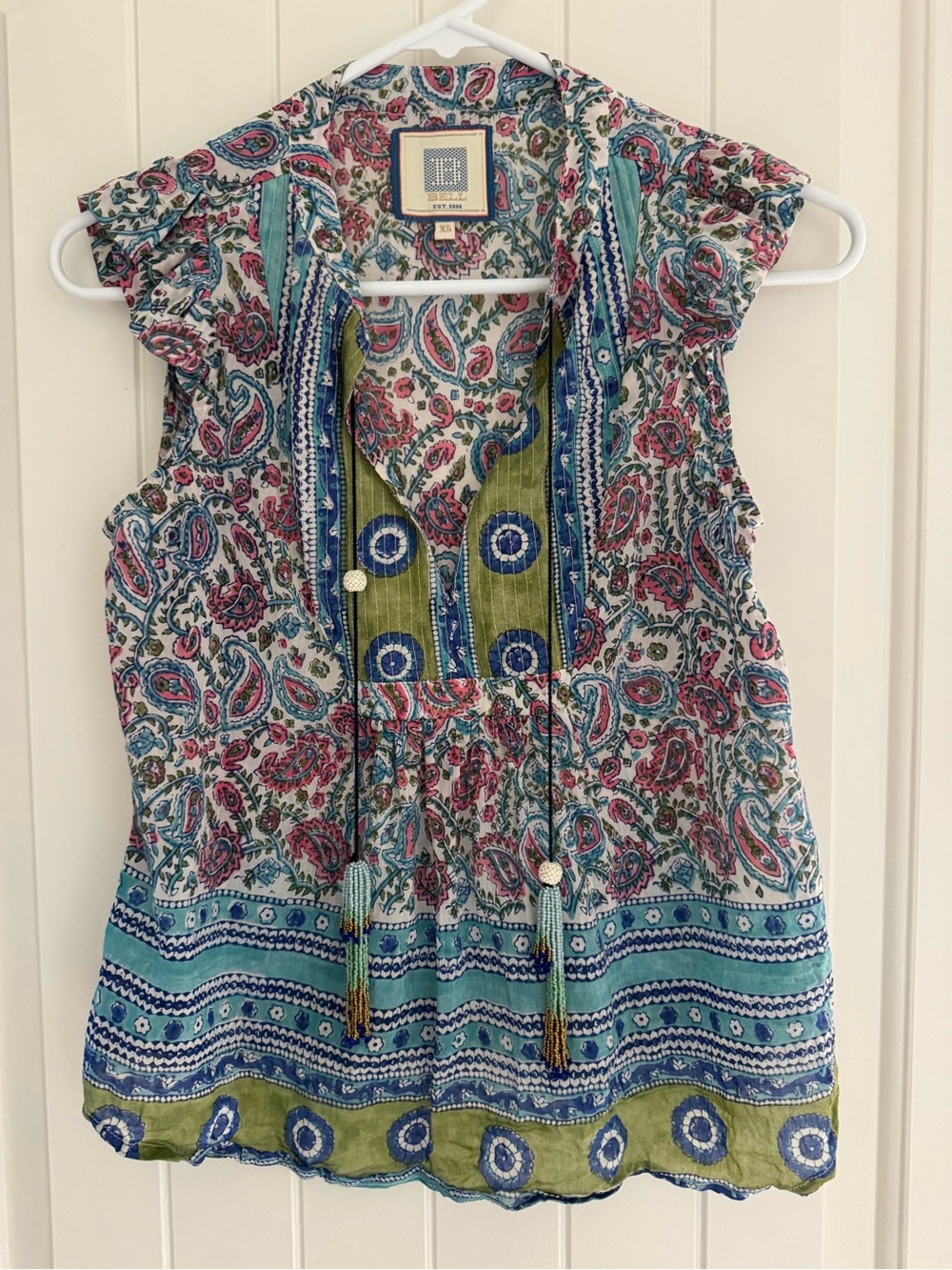 BELL XS women’s top with beaded tassels